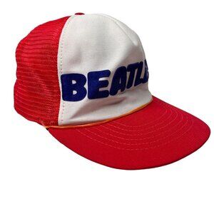 Vintage Beetles Hat Cap Strap Back Red White Pop Rock Band Music Concert Tours